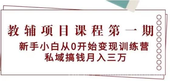 教辅项目课程第一期：新手小白从0开始变现训练营 私域搞钱月入三万