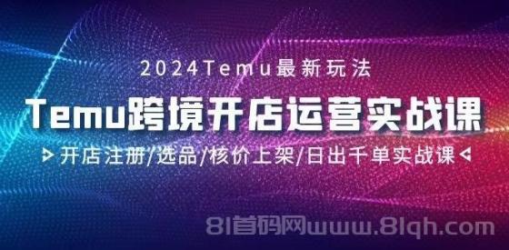 2024Temu跨境开店运营实战课，开店注册/选品/核价上架/日出千单实战课