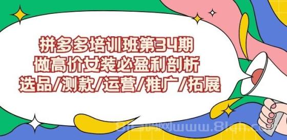 拼多多培训班第34期：做高价女装必盈利剖析，选品/测款/运营/推广/拓展