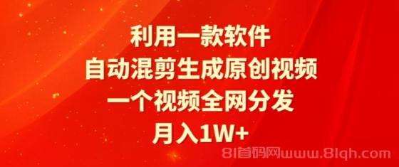 利用一款软件，自动混剪生成原创视频，一个视频全网分发，月入1W+附软件