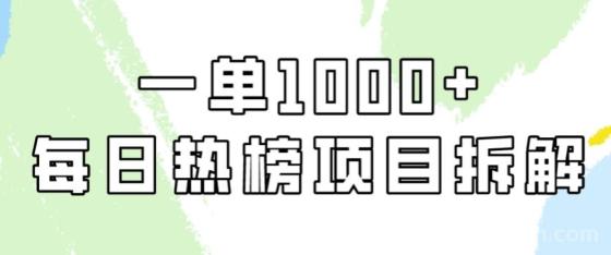 简单易学，每日热榜项目实操，一单纯利1000+