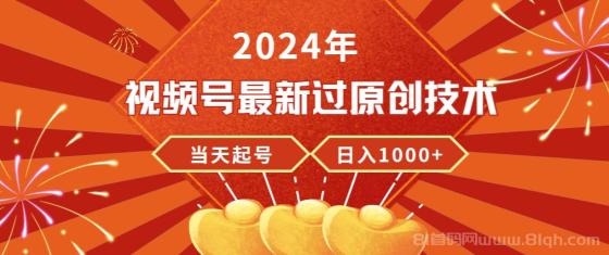 2024年视频号最新过原创技术，当天起号，收入稳定，日入1000+