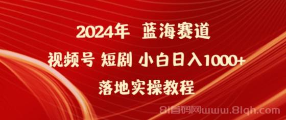 2024年蓝海赛道视频号短剧项目，小白日入1000+落地实操教程