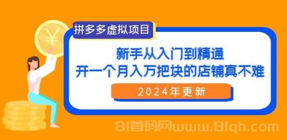 拼多多虚拟项目：入门到精通，开一个月入万把块的店铺 真不难（24年更新）