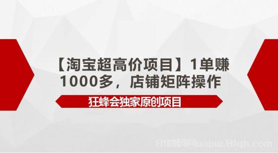 【淘宝超高价项目】1单赚1000多，店铺矩阵操作