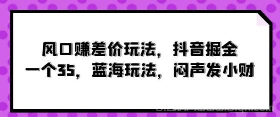 风口赚差价玩法，抖音掘金项目，一个35，蓝海玩法，闷声发小财