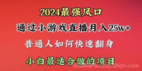 2024年最强风口，通过小游戏直播月入25w+单日收益5000+小白最适合做的项目