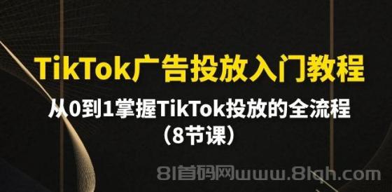 TikTok广告投放入门教程，从0到1掌握TikTok投放的全流程（8节课）