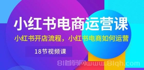 小红书电商运营课：小红书开店流程，小红书电商如何运营（18节视频课）