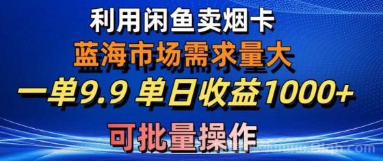 利用咸鱼卖烟卡，蓝海市场需求量大，一单9.9单日收益1000+，可批量操作