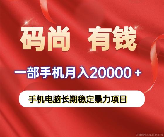 码尚有钱：手机电脑自动化赚钱，保底月入2万，长期稳定项目！