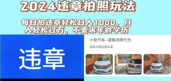 2024违章拍照新玩法，推广躺赚+拍照赚钱双模式，日入1000+