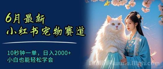6月最新小红书宠物赛道，10秒钟一单，日入2000+，小白也能轻松学会