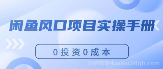 闲鱼风口项目实操手册，0投资0成本，让你做到，月入过万，新手可做