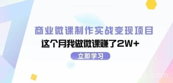 商业微课制作实战变现项目，这个月我做微课赚了2W+