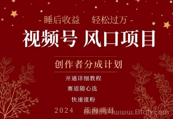 拥有睡眠收益的微信视频号大风口项目，轻松月入过万+，多赛道选择，可矩阵，玩法简单轻松上手