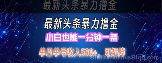 最新头条撸金，小白也能一分钟一条