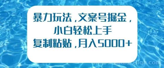 暴力玩法，文案号掘金，小白轻松上手，复制粘贴，月入5000+