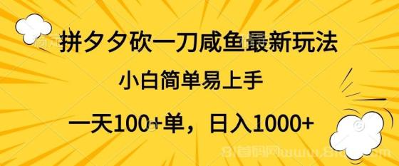 拼夕夕砍一刀咸鱼最新玩法，小白简单易上手一天100+单，日入1000+