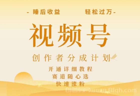 详解视频号创作者分成计划，暴力起号，可同步多平台，实现睡后收入2W+，看懂即可操作！