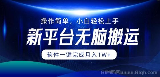 新平台无脑搬运月入1W+软件一键完成，简单无脑小白也能轻松上手