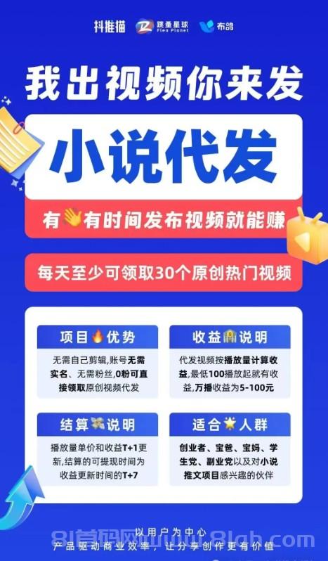 抖推猫代发达人代发视频日入1000+赚钱秘诀，不剪辑，不拍视频！