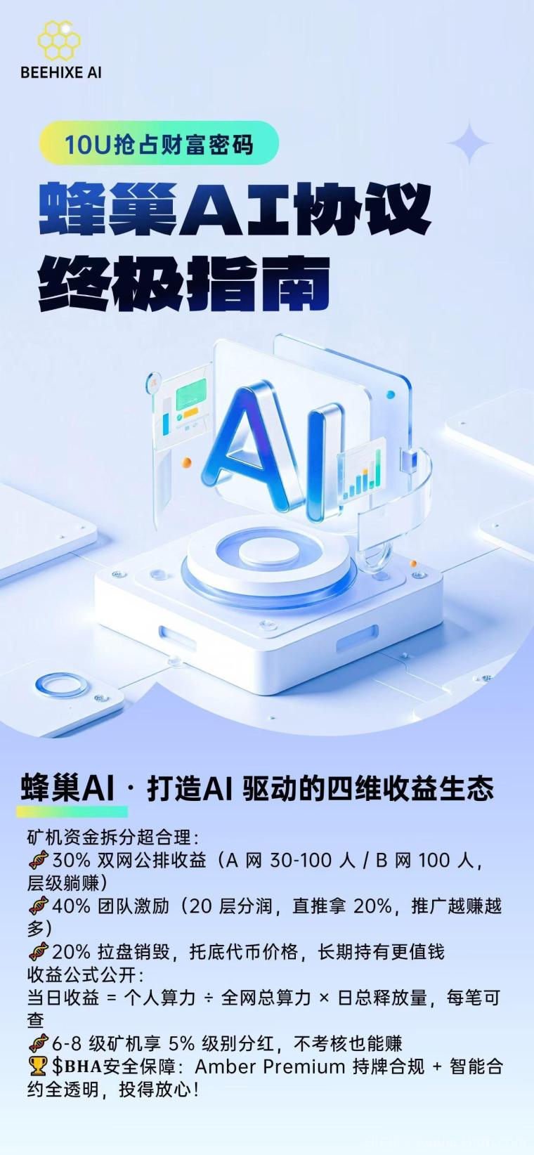 蜂巢AI协议,首码对接,全网公排滑落,10油占位即可翻身