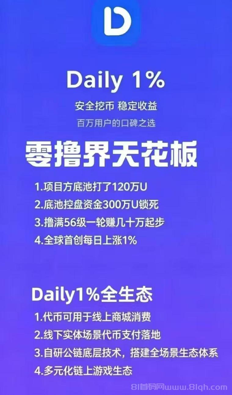 DAY零撸天花板,新人送5级每天产1.6个币单价1.55米,动态都能吃肉收益稳定提现秒到