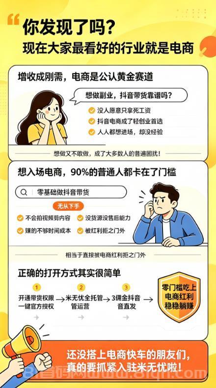 绿色挂机项目：米无忧图文带货，抖音一键授权，托管躺赚，无需投资！