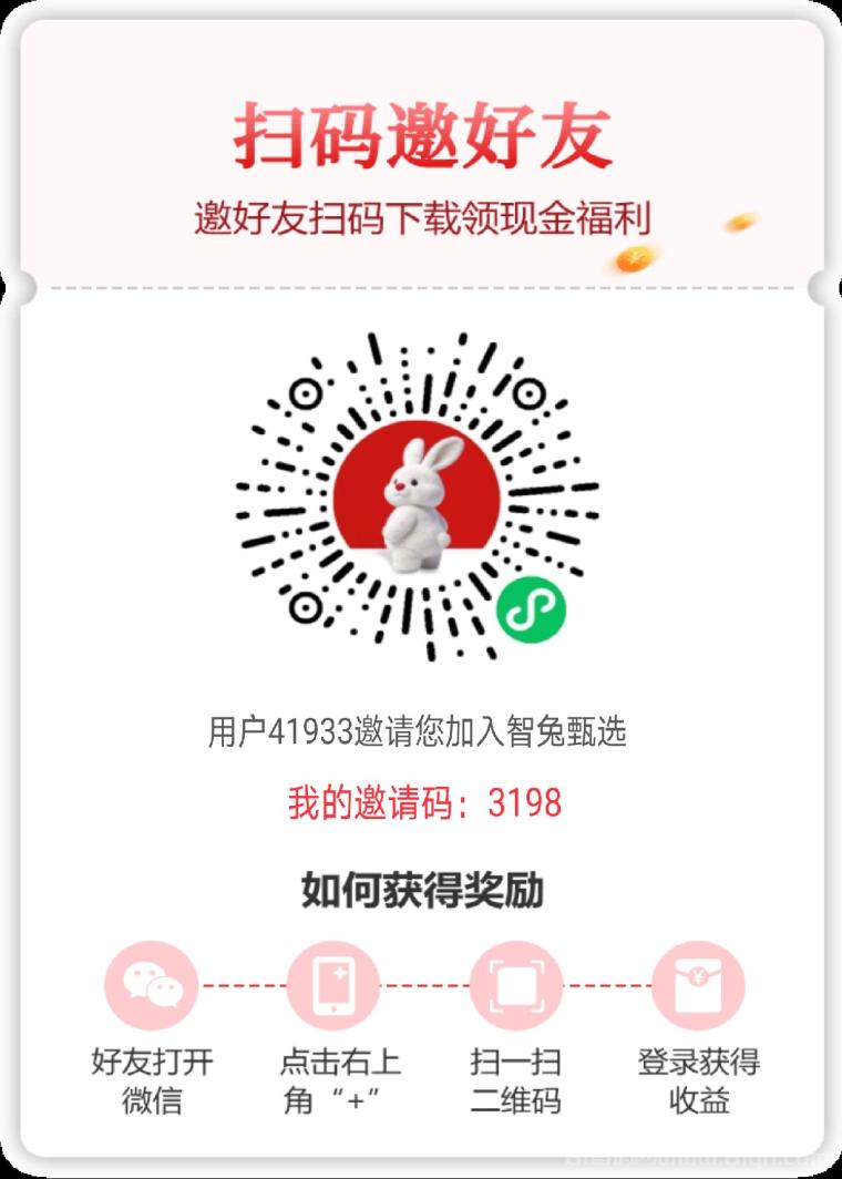 智兔甄选:纯零撸微信扫码一键注册,看广告做任务得余额1比1购物,推广升级佣金天天有