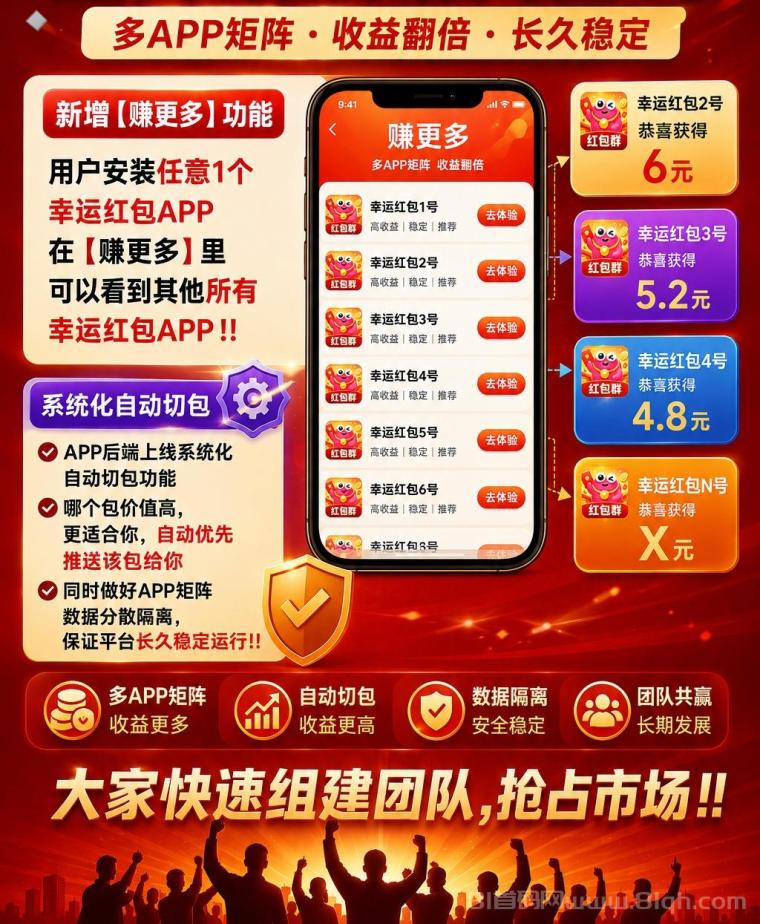 【幸运红包】矩阵+短剧+任务,单机收益稳定,全程免费带!