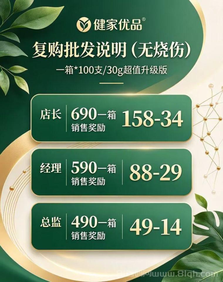 健家优品:0门槛,一手渠道,实力背书,每天额外分红,对接团队长待遇拉满!
