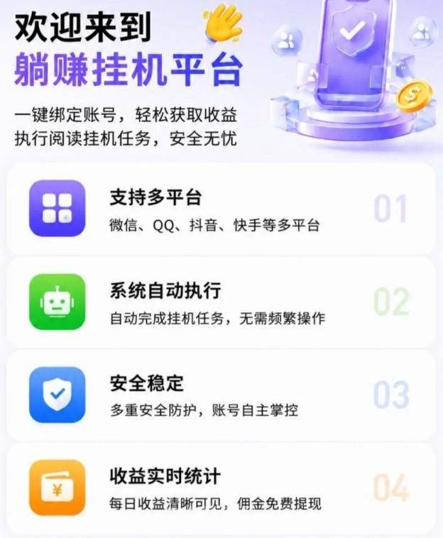 《躺赚》多平台零撸挂机,QQ抖音快手微信都可以执行阅读挂机任务,轻松自动获取收益!